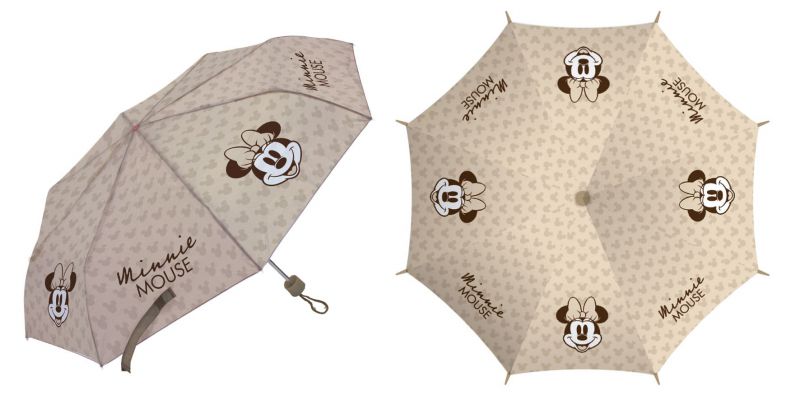 Paraguas de poliÉster plegable de minnie, 8 paneles, diÁmetro 96cm, apertura manual, a prueba de viento